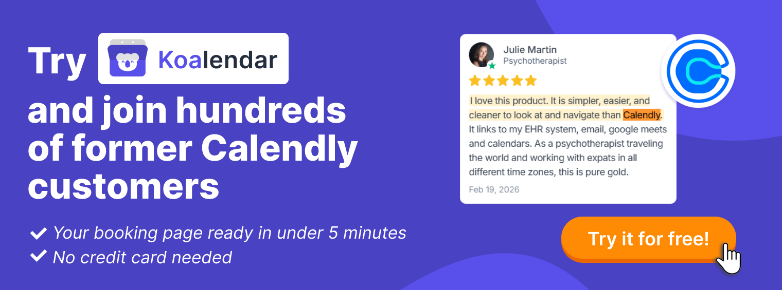 Koaledar alternative to Calendly as best calendar app